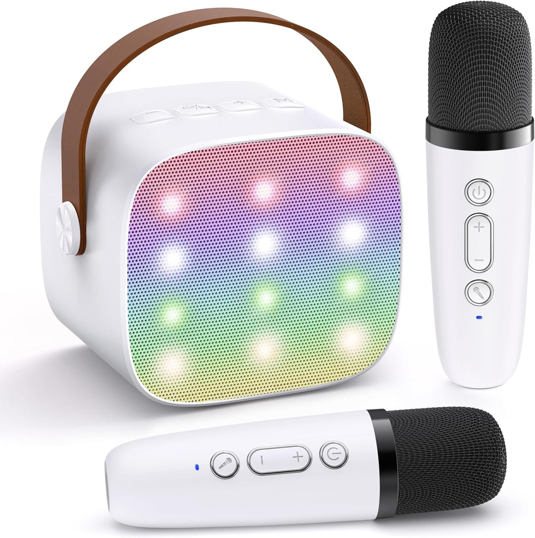 Bærbar Mini Karaoke-maskine med Bluetooth-højttaler & 2 trådløse mikrofoner – Veylo