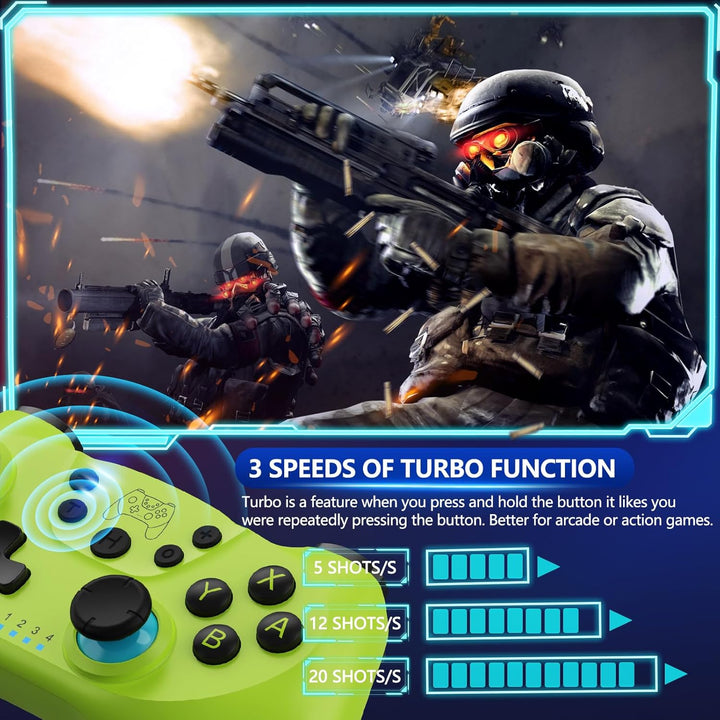 Trådløs switch-controller med Hall effect joysticks og turbo-funktion – Nexora
