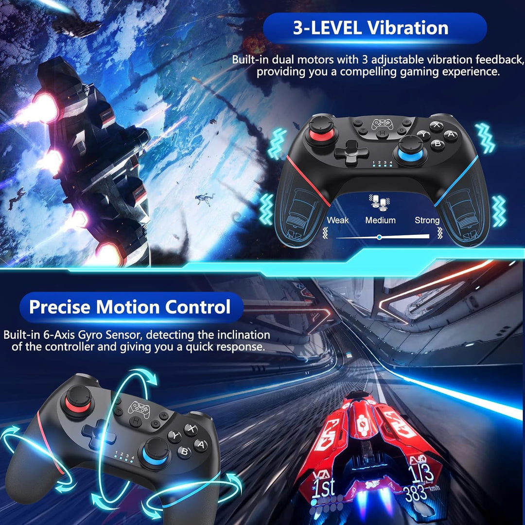 Trådløs switch-controller med Hall effect joysticks og turbo-funktion – Nexora