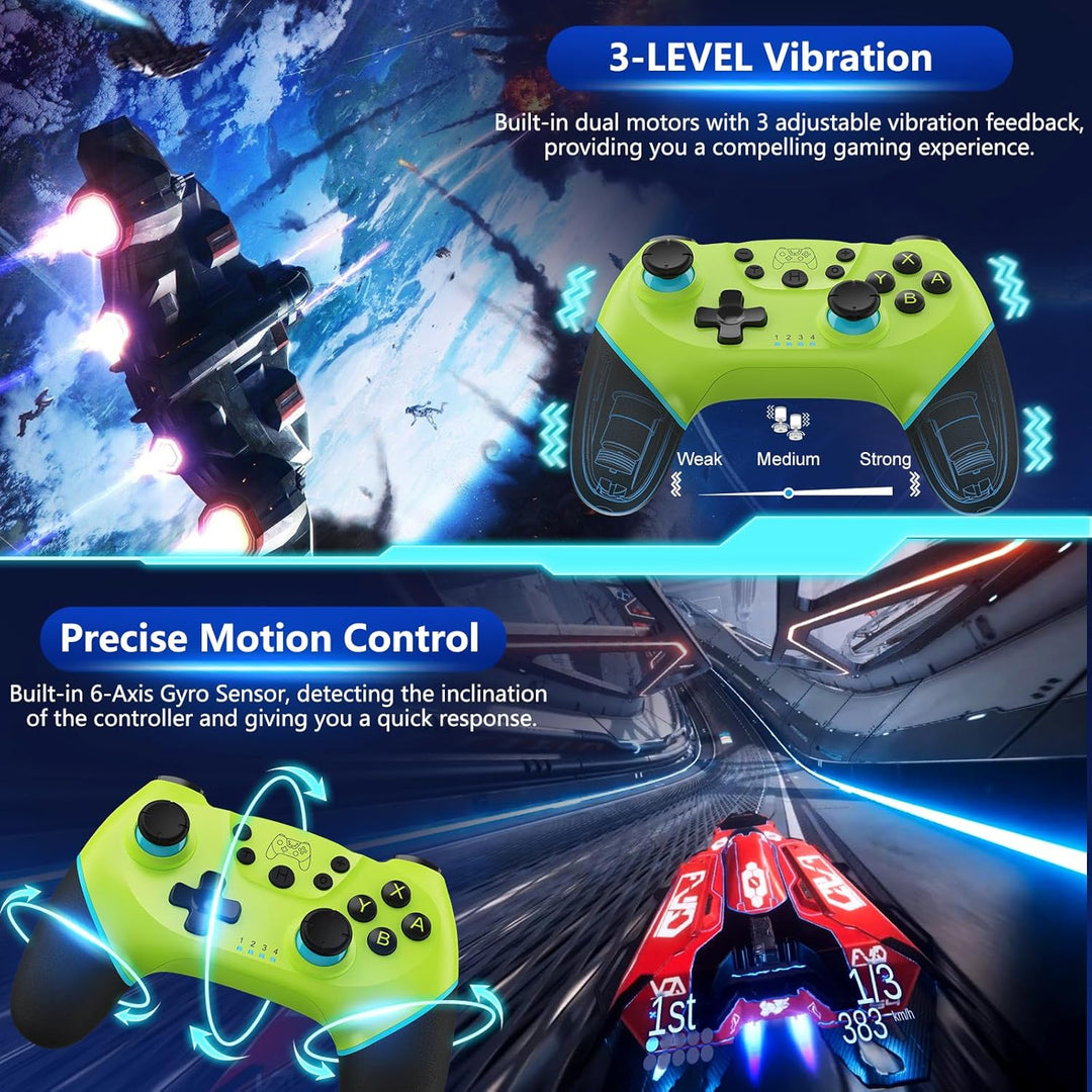 Trådløs switch-controller med Hall effect joysticks og turbo-funktion – Nexora