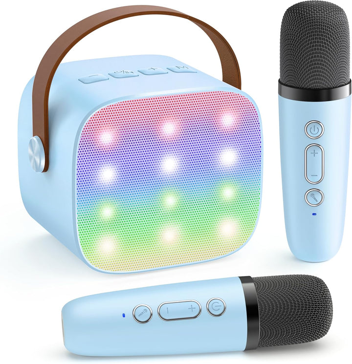 Bærbar Mini Karaoke-maskine med Bluetooth-højttaler & 2 trådløse mikrofoner – Veylo