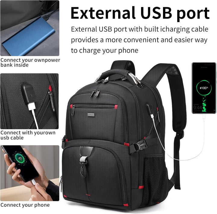 50L vandtæt ekstra stor rejserygsæk til laptop med USB-port