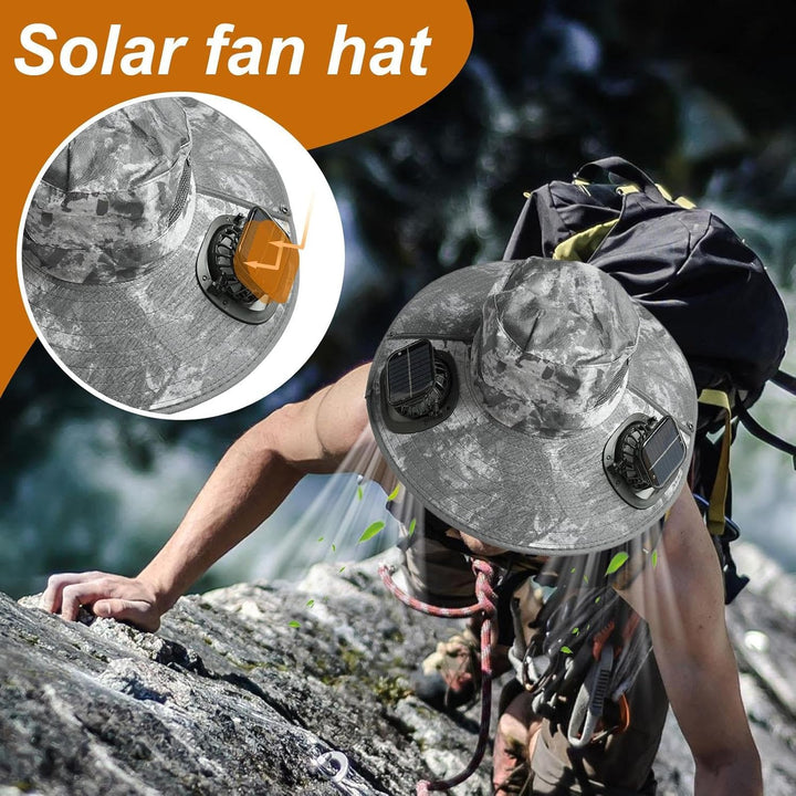 Solskygge kølehue med ventilator og UV-beskyttelse