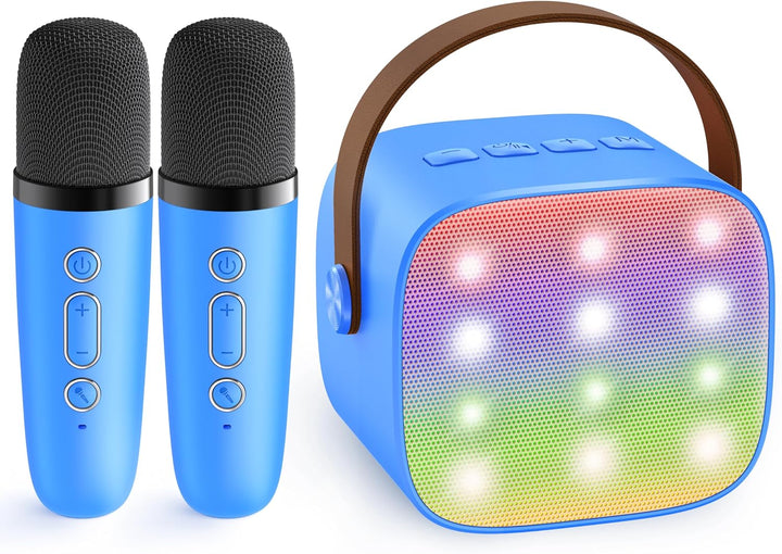 Bærbar Mini Karaoke-maskine med Bluetooth-højttaler & 2 trådløse mikrofoner – Veylo