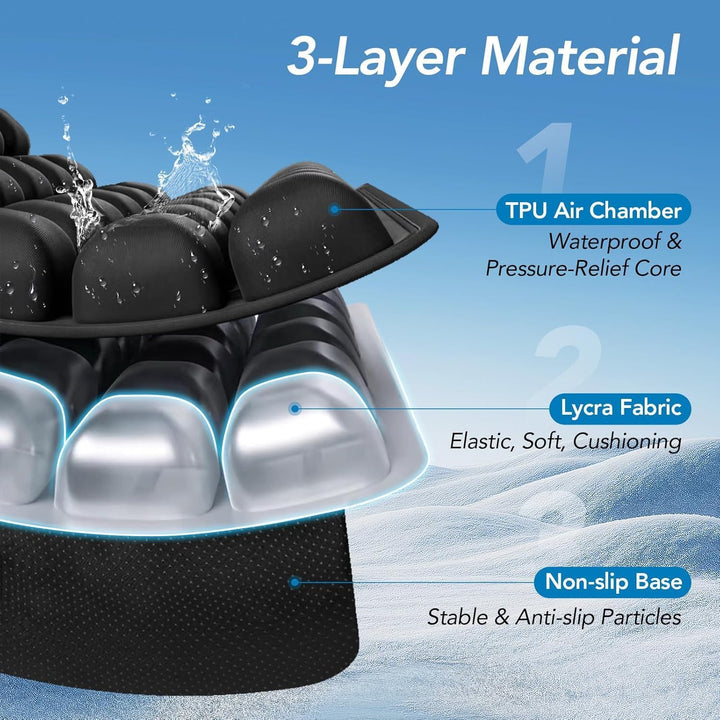 Oppustelig Rejseat Cushion med Ergonomisk Trykaflastning – AirComfort