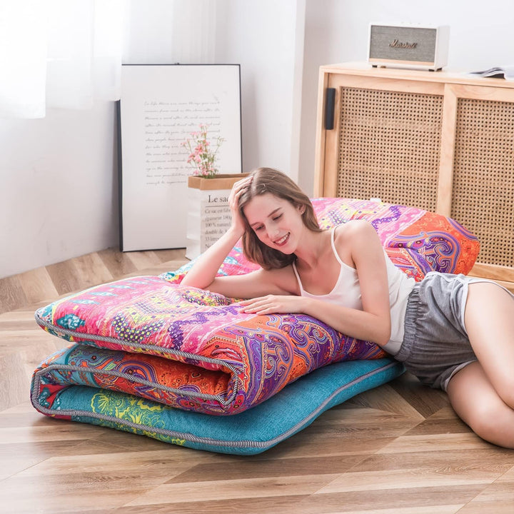 Foldbart japansk futon gulvmadras med hukommelsesskumsstøtte – Arivon