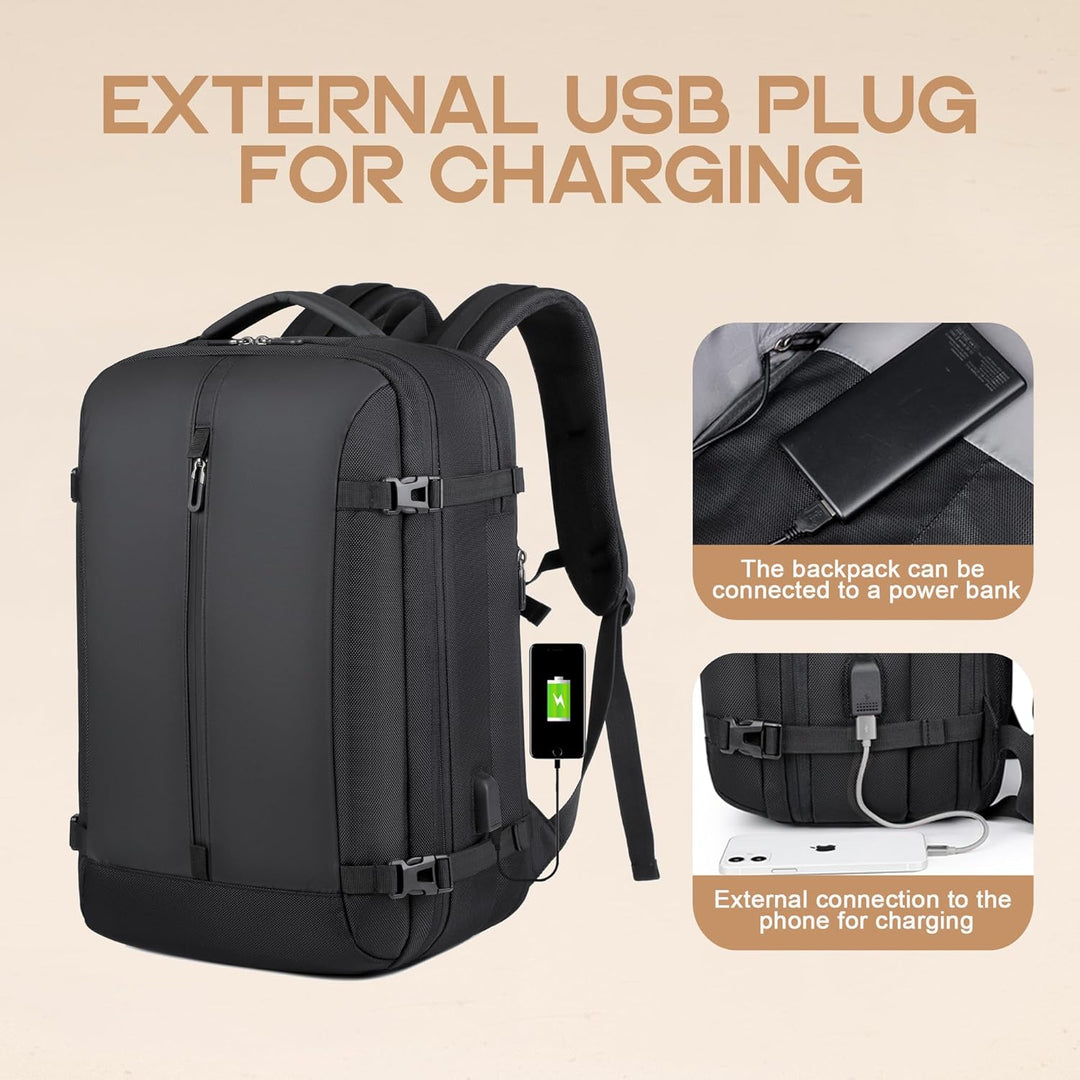 40 L udvidelig vandtæt rejserygsæk med USB-port og 17” laptoprum – AirVoyage