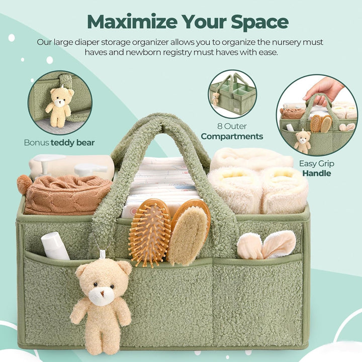 Babyble Caddy Organizer – Sherpa Opbevaringskurv med Rum - Elvoria