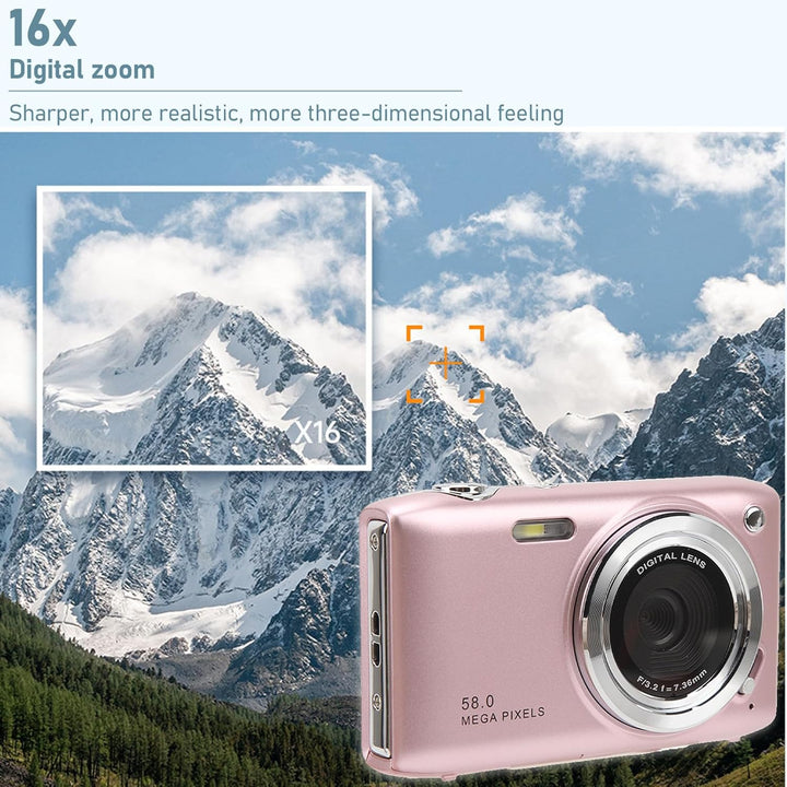 4K kompakt digitalkamera med 58 MP fotos og 16X zoom – Lumora