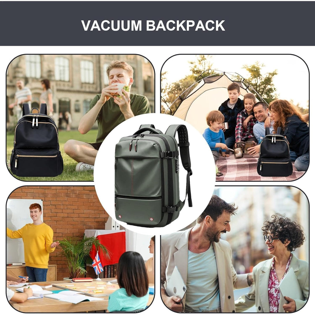 Air Vacuum Backpack – Udvidelig 60L Vandtæt Rejsemul med Laptop Compartment – Trivora