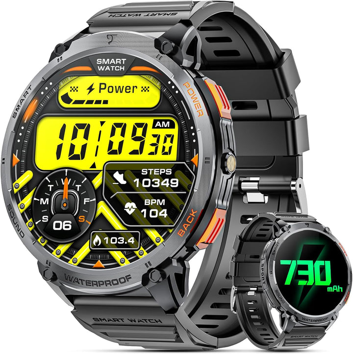 Military Smartwatch til mænd med 1,85" HD-skærm og lommelygte