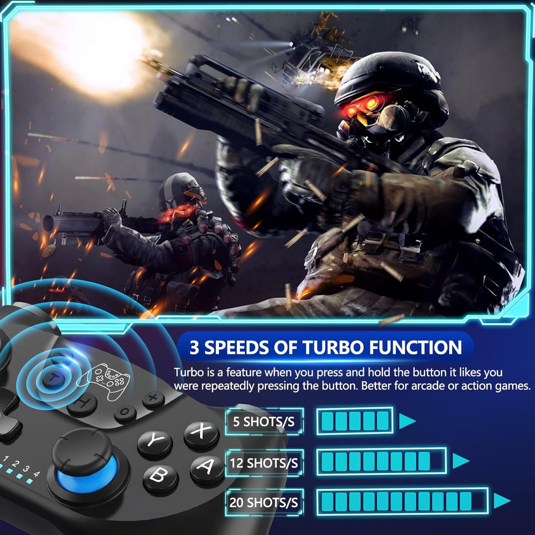 Trådløs switch-controller med Hall effect joysticks og turbo-funktion – Nexora