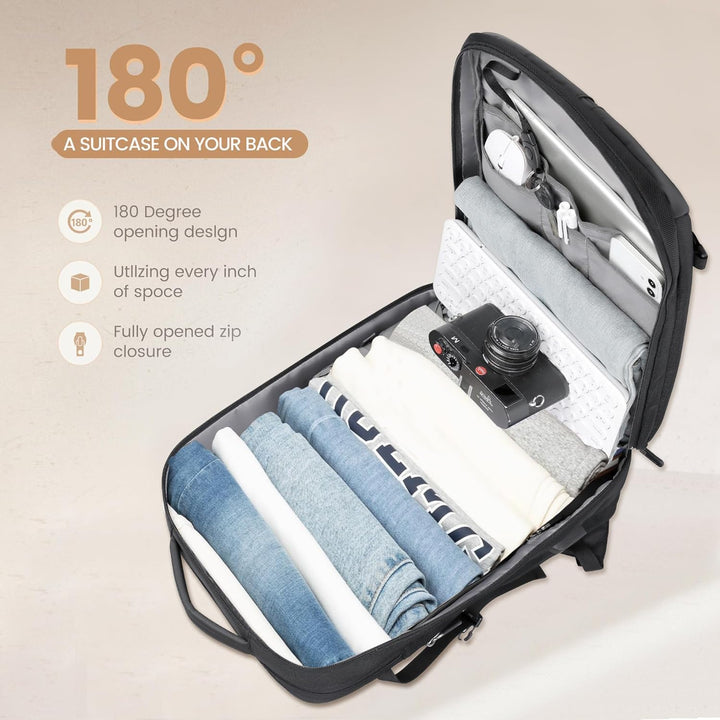 40 L udvidelig vandtæt rejserygsæk med USB-port og 17” laptoprum – AirVoyage