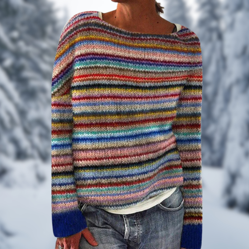 Farverig Stribet Damesweater - Liora