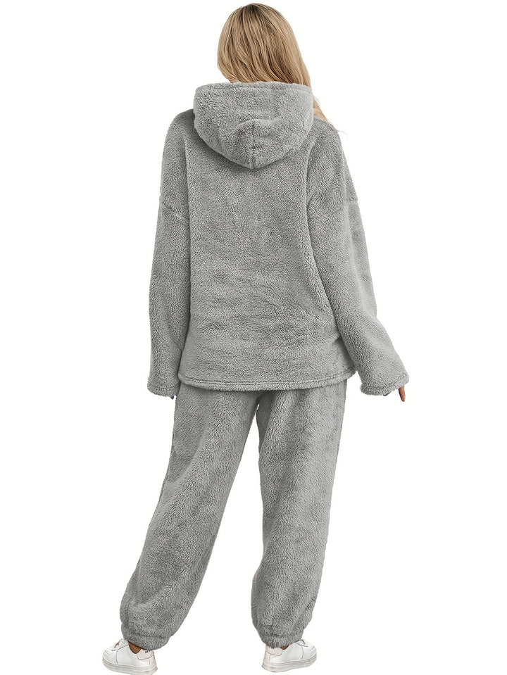 Varm Coral Fleece Dame Loungewear Sæt – Fenna