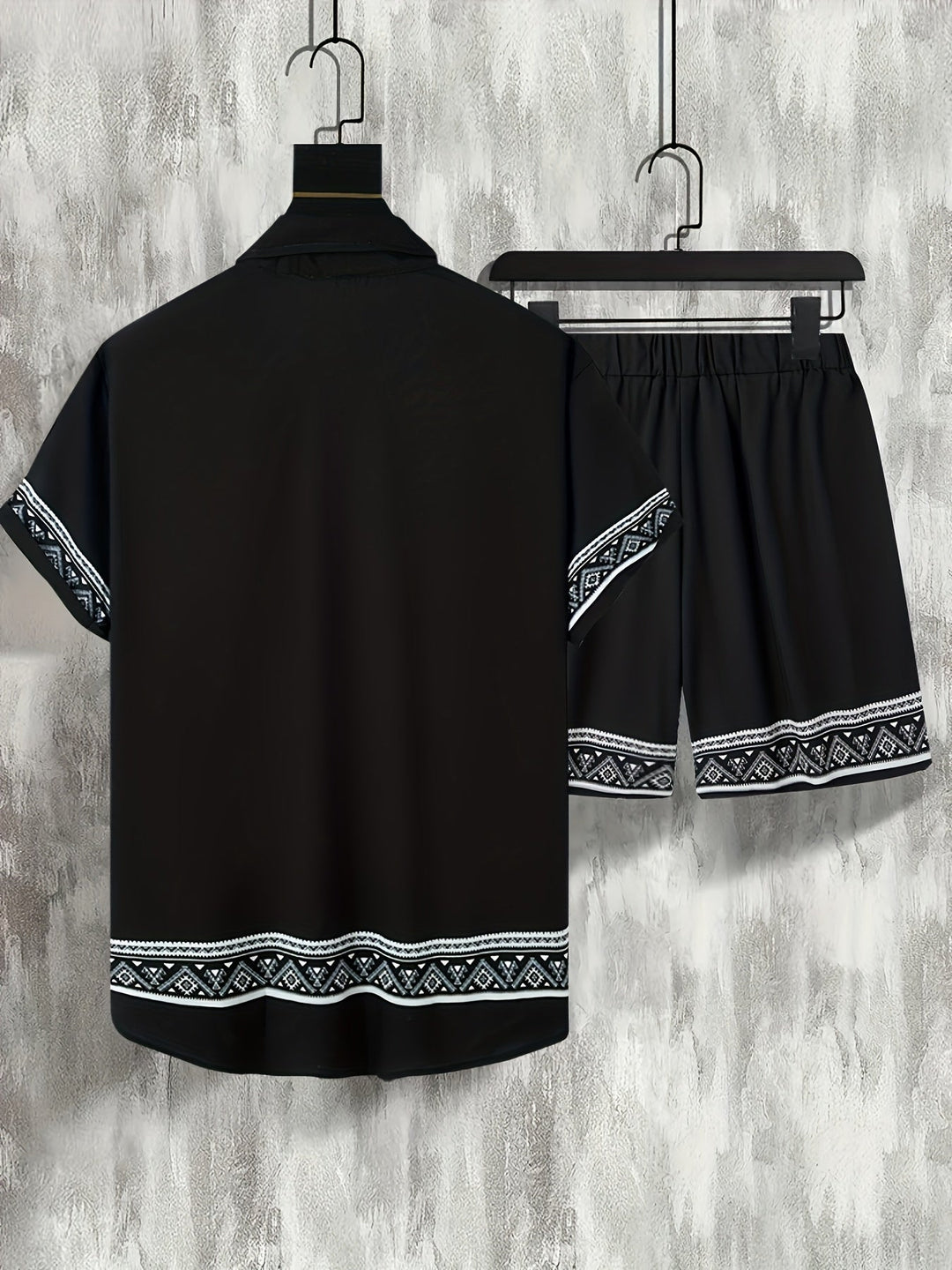 Boho sommersæt til herrer, todelt skjorte og shorts, afslappet - Malik