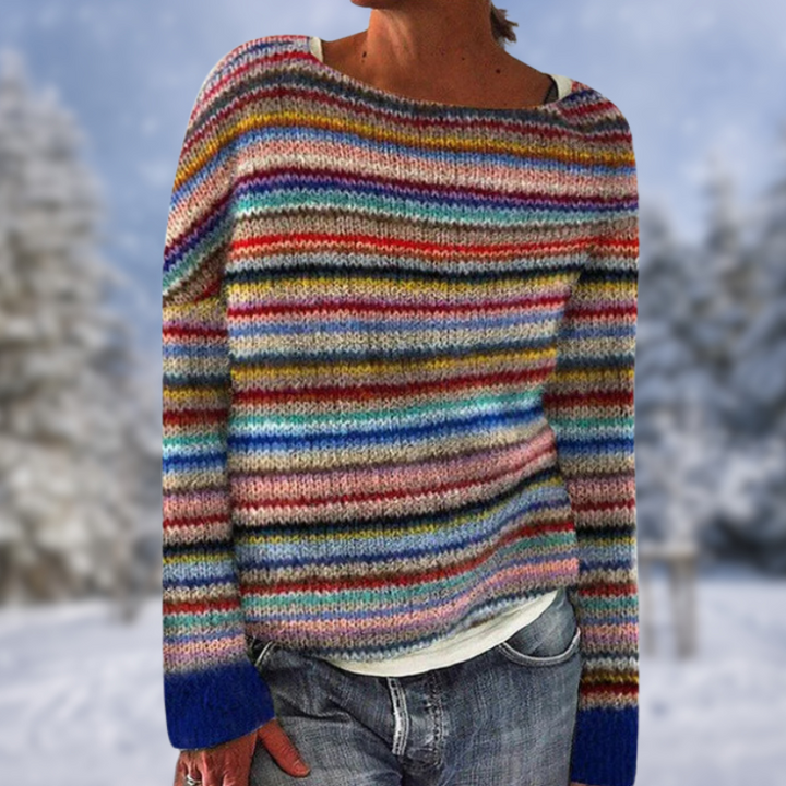 Farverig Stribet Damesweater - Liora