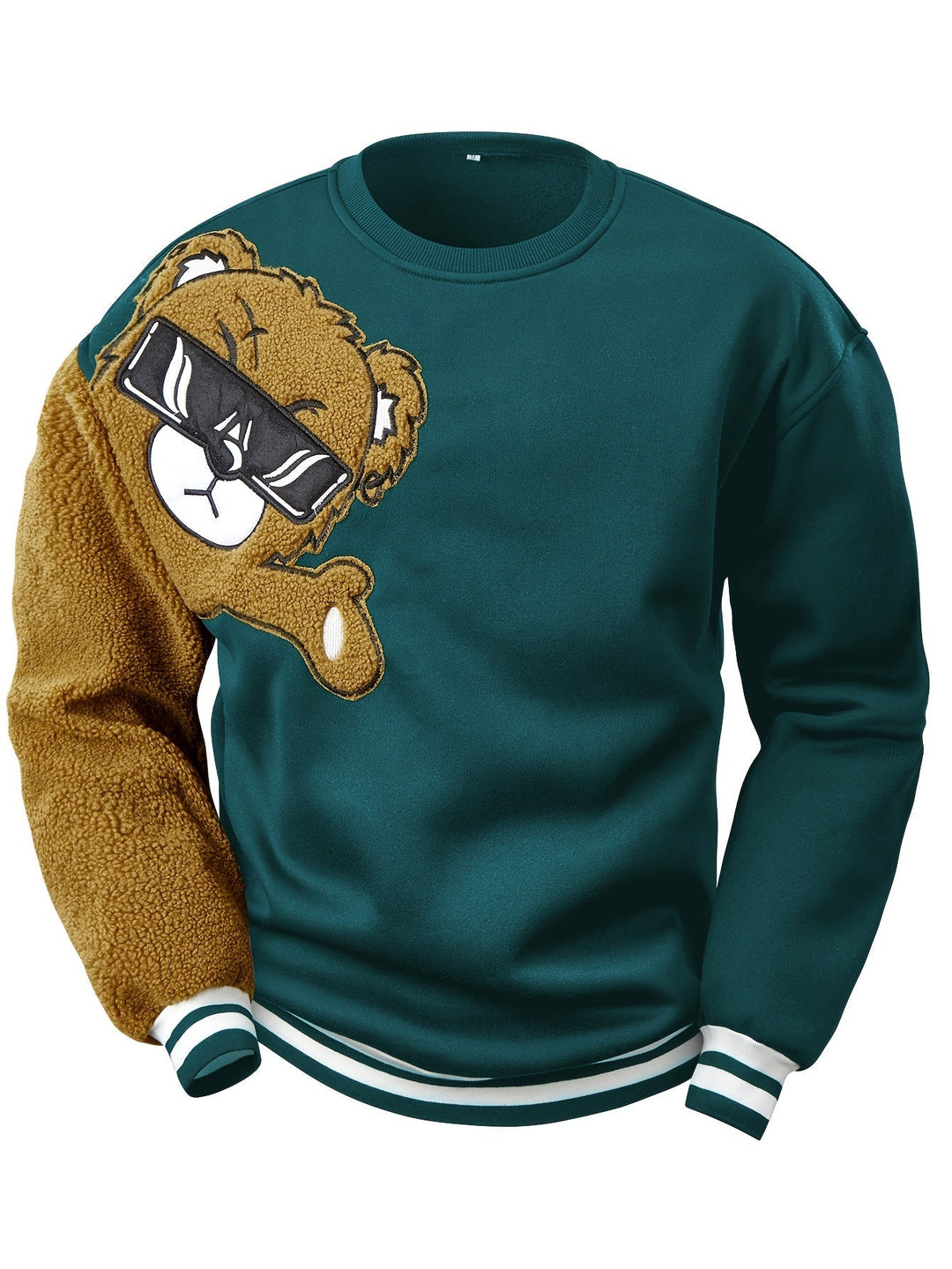 Herre-sweatshirt med broderet tegneseriebamse - Jasper