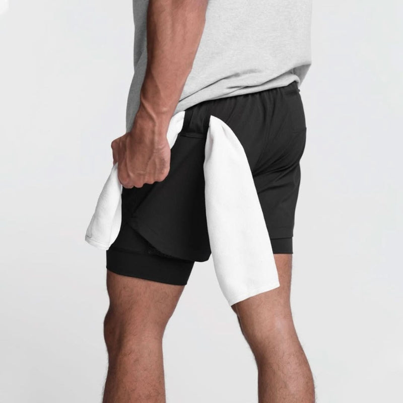 2-i-1 herre sportsshorts, åndbare med indershorts til træning - Noah