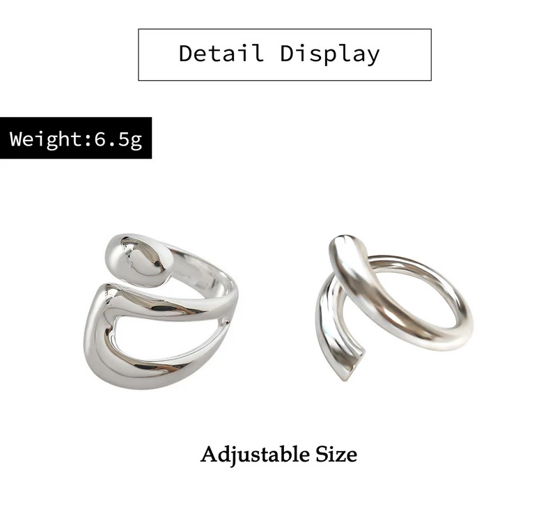 Silberner, verstellbarer Ring, modernes Design, 6,5g, Schmuck für Damen und Herren.
