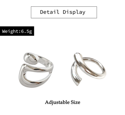 Silberner, verstellbarer Ring, modernes Design, 6,5g, Schmuck für Damen und Herren.