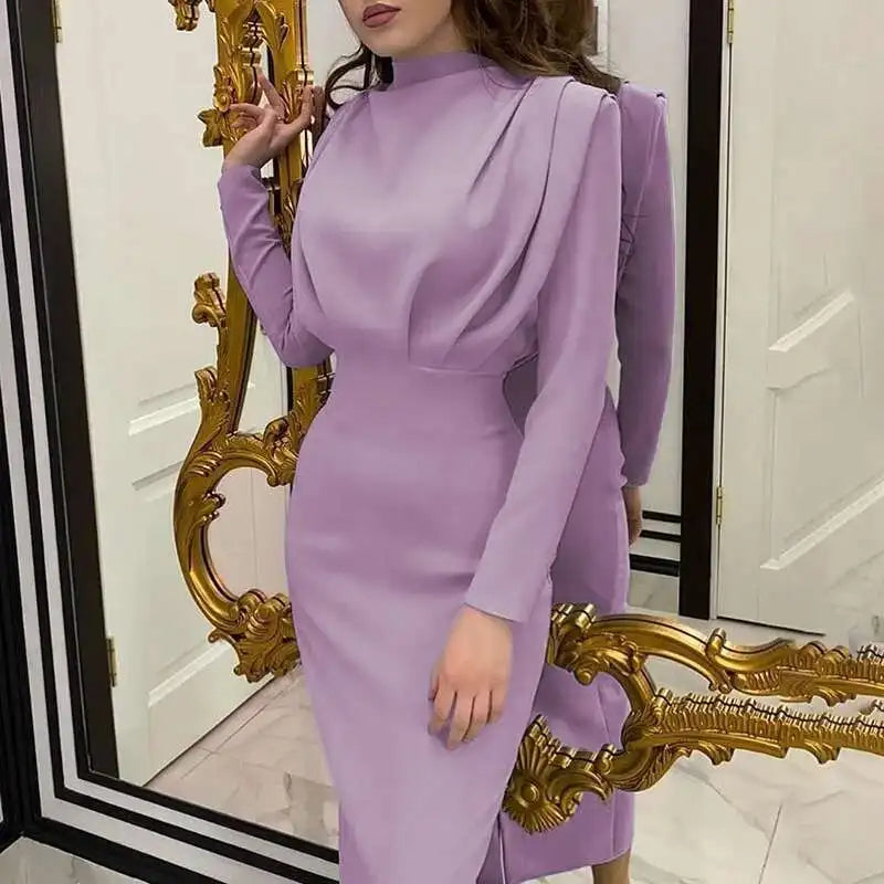 Bodycon midi kjole med rullekrave – Valeria