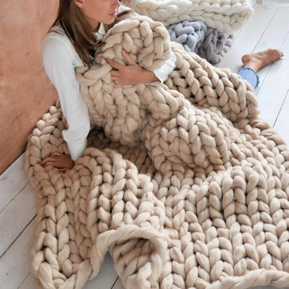 DIY Chunky XL 1000 gram uldgarn til bløde tæpper - LuxeWool