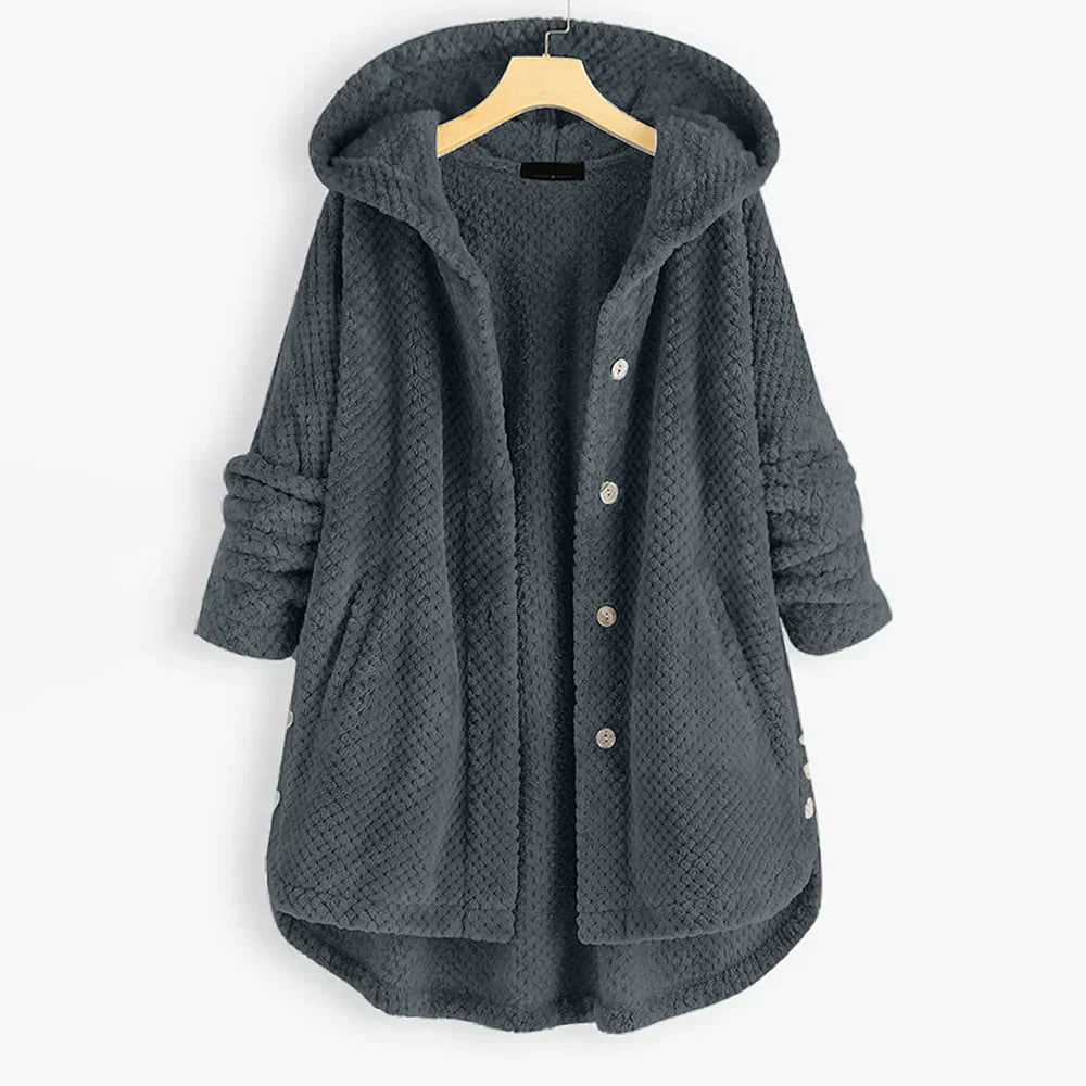 Trendy figursyet fleecejakke med hætte - FleeceLux