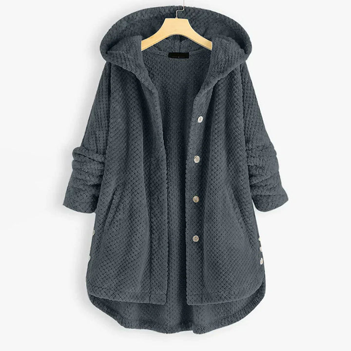 Trendy figursyet fleecejakke med hætte - FleeceLux