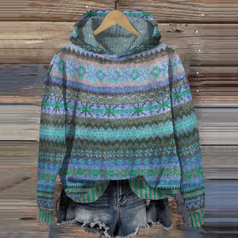 Varm Dame Hoodie med mønster – Freya