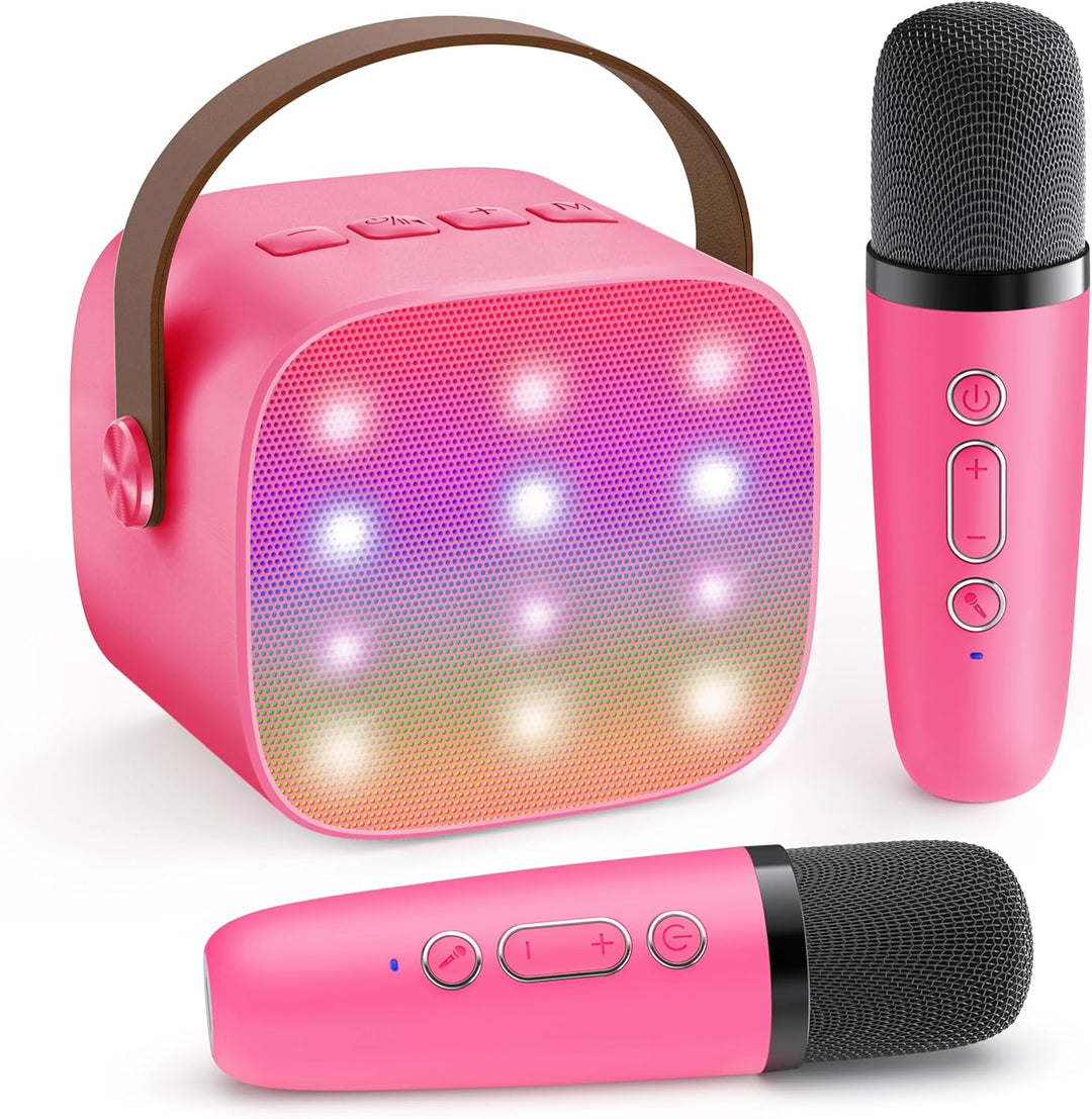 Bærbar Mini Karaoke-maskine med Bluetooth-højttaler & 2 trådløse mikrofoner – Veylo