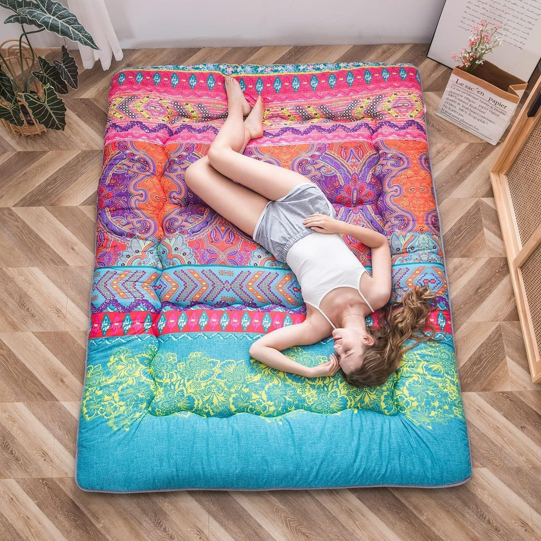 Foldbart japansk futon gulvmadras med hukommelsesskumsstøtte – Arivon