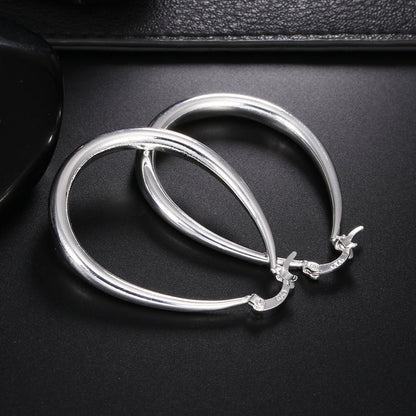 925 Sterling Silber Creolen, 41mm, glatt, für Damen, Mode, Party, Hochzeit, Schmuck.