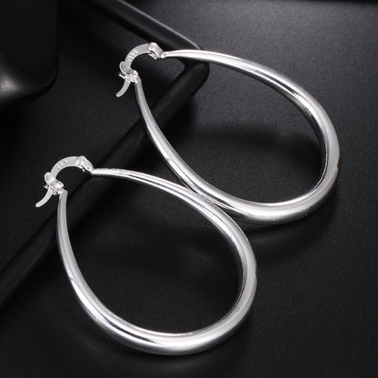 925 Sterling Silber Creolen, 41mm, glatt, für Damen, modische Party- und Hochzeitsaccessoires.