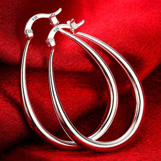 925 Sterling Silber Creolen, 41mm, glatt, für Damen, Mode, Party, Hochzeit, Schmuck.