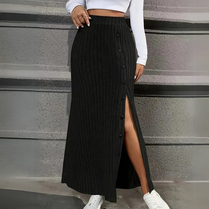 Ribbet maxi-nederdel – Selina