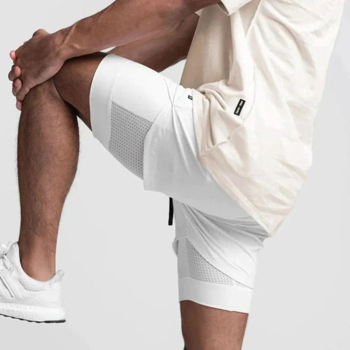 2-i-1 herre sportsshorts, åndbare med indershorts til træning - Noah
