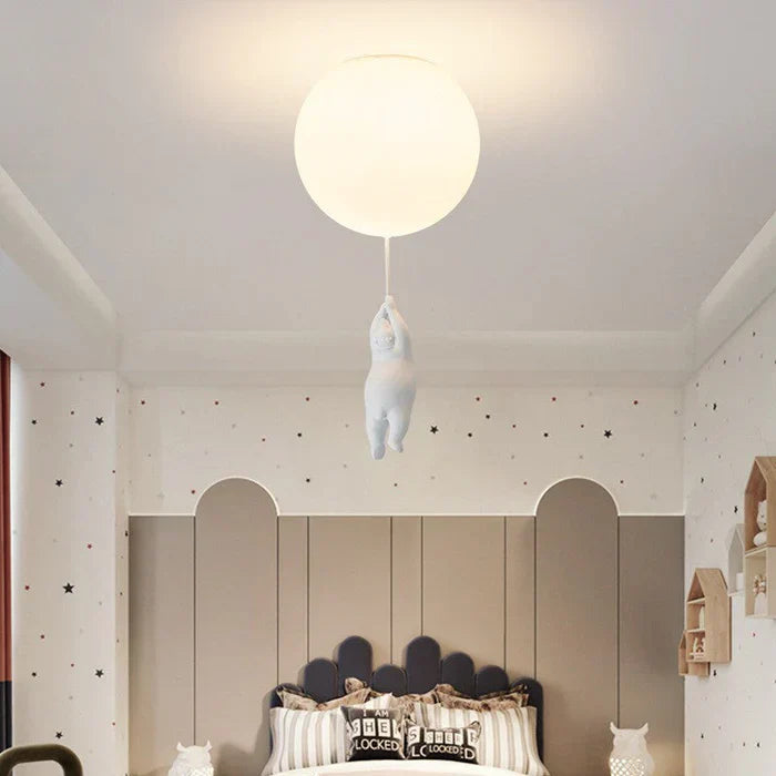 Børne-loftlampe med bjørn og ballon - CloudBear