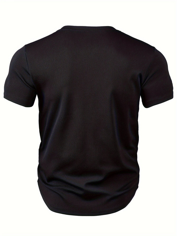 Herre-T-shirt med dyb V-hals og tekstur – Rafael