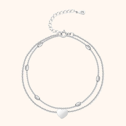 Silbernes Herz-Armband, doppellagig, verstellbar, Damen-Schmuck, elegantes Design.