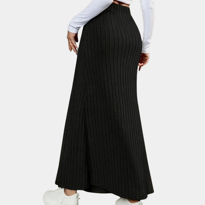 Ribbet maxi-nederdel – Selina
