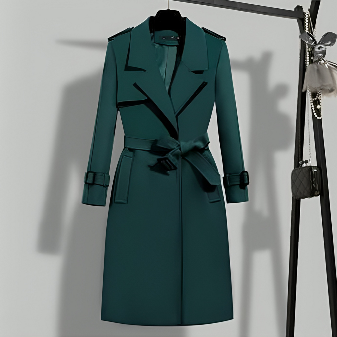 Dame trenchcoat med talje og knaplukning – Sophia