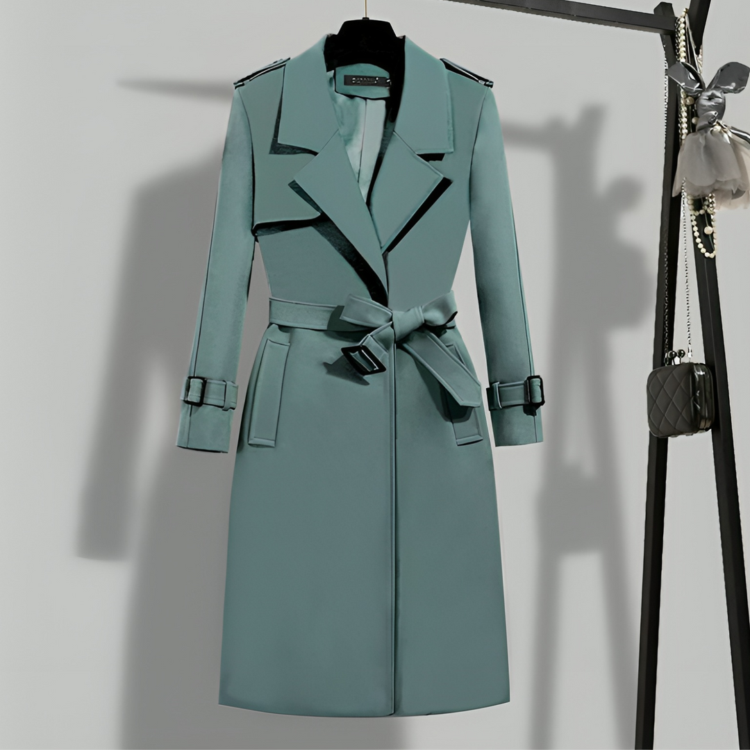 Dame trenchcoat med talje og knaplukning – Sophia