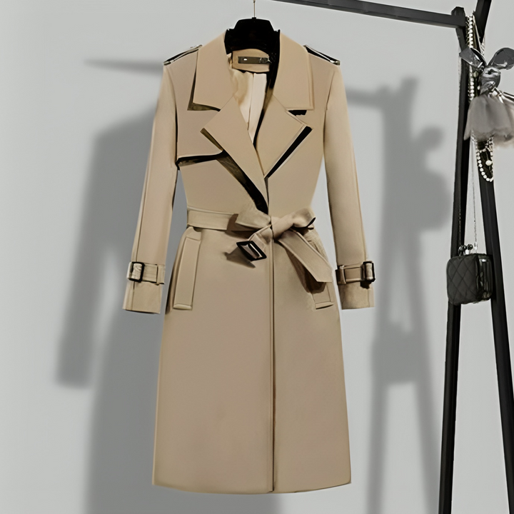 Dame trenchcoat med talje og knaplukning – Sophia