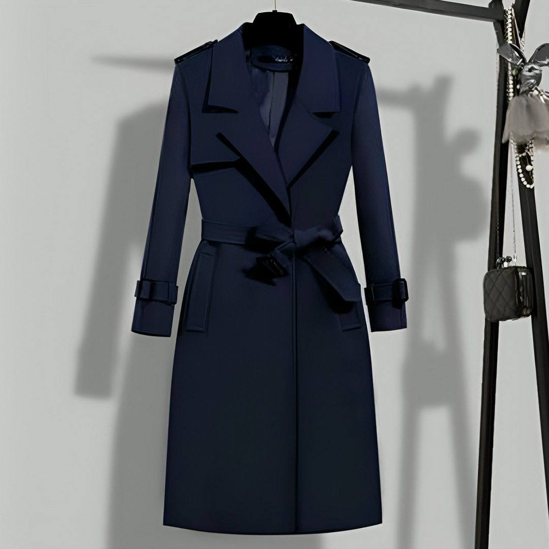 Dame trenchcoat med talje og knaplukning – Sophia