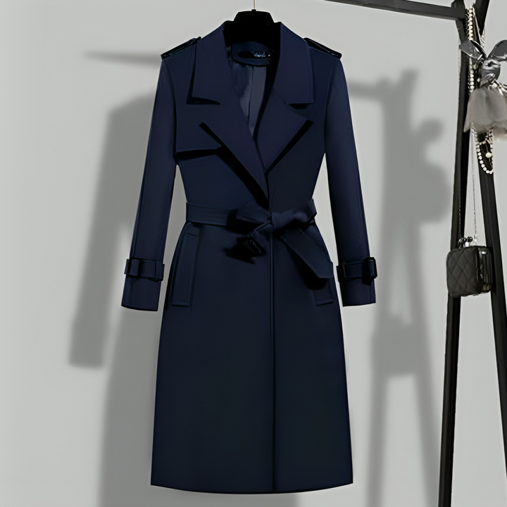 Dame trenchcoat med talje og knaplukning – Sophia