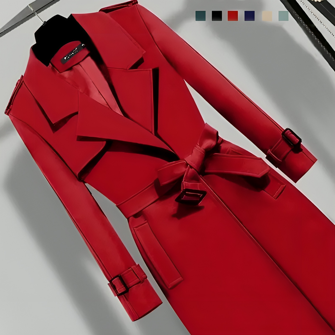 Dame trenchcoat med talje og knaplukning – Sophia