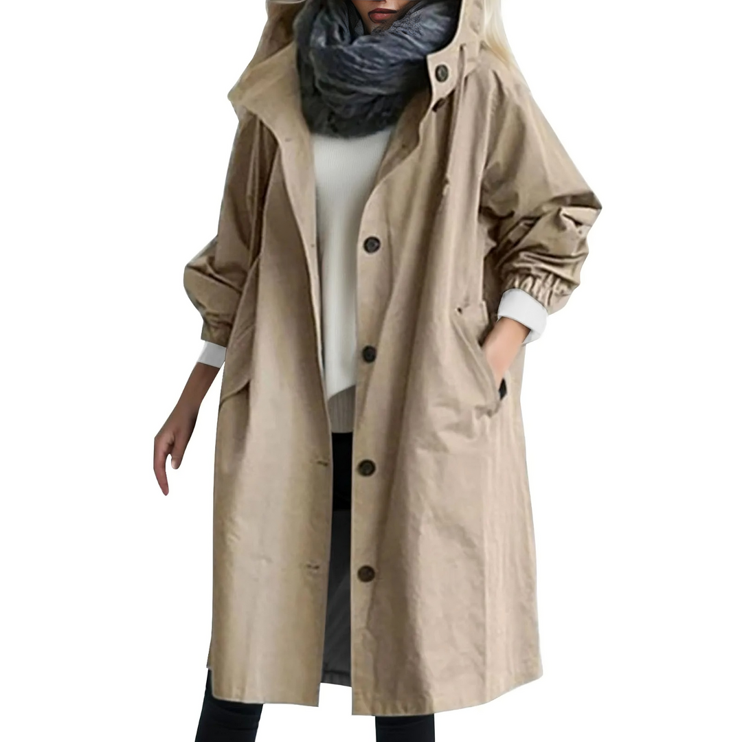 Vindafvisende trenchcoat til damer med hætte - Luna