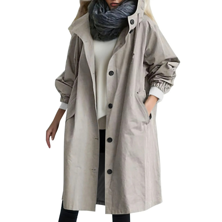 Vindafvisende trenchcoat til damer med hætte - Luna
