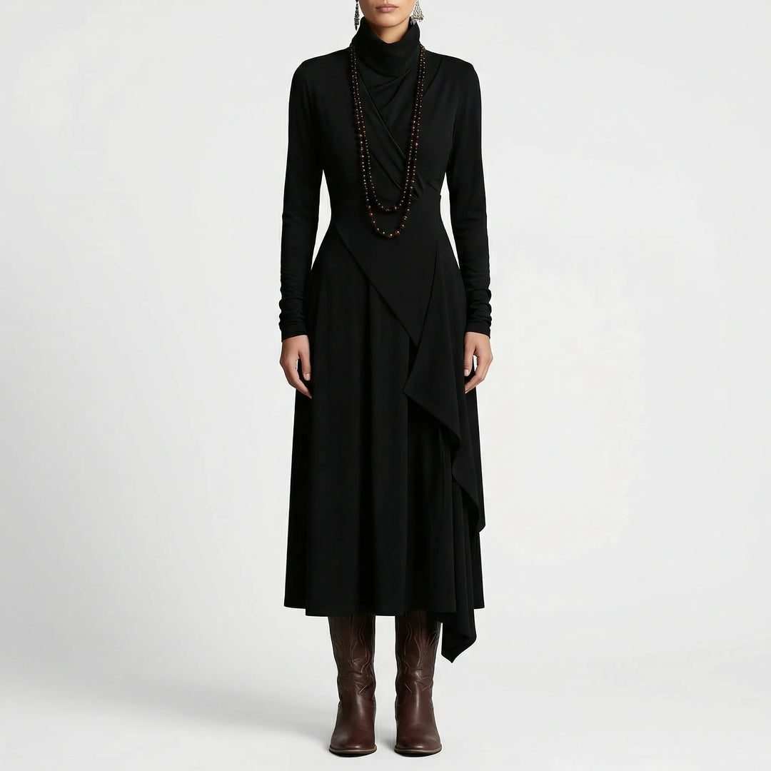 Asymmetrisches Maxikleid Mit Stehkragen - Tonya